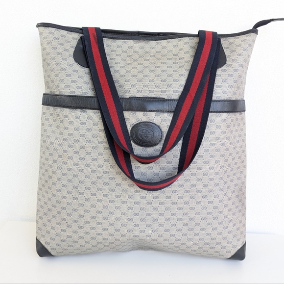 💚 Gucci Vintage GG Mini Monogram Canvas Large Tote Shoulder Bag VTG - Picture 16 of 16